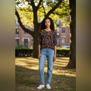 Maggie Shepherd | Vintage Colorful 3/4 Sleeve Blouse Size S Small